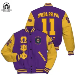 Ireishprint ΩΨΦ Custom Chapter Varsity Jacket, Personalized Gold Sleeves Style Jacket ΩΨΦ Fraternity Jacket