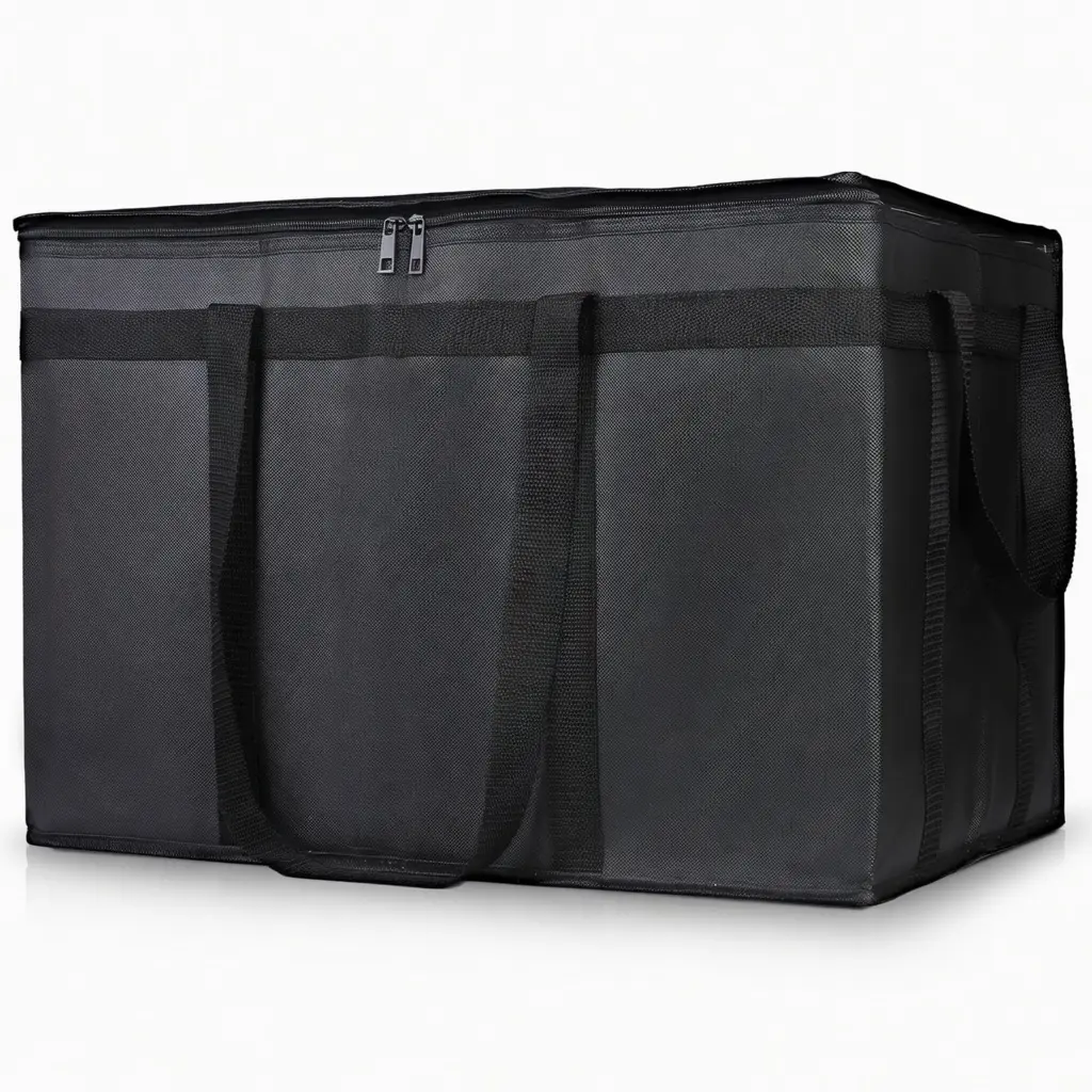 Flag Day Special: XXXL Insulated Food Delivery Bag (22x14x13) – Professional Catering & Grocery Cooler Tote – Heavy Duty, Reusable Hot/Cold Bag for DoorDash, UberEats, Travel & Picnics – Black, 1-Pack