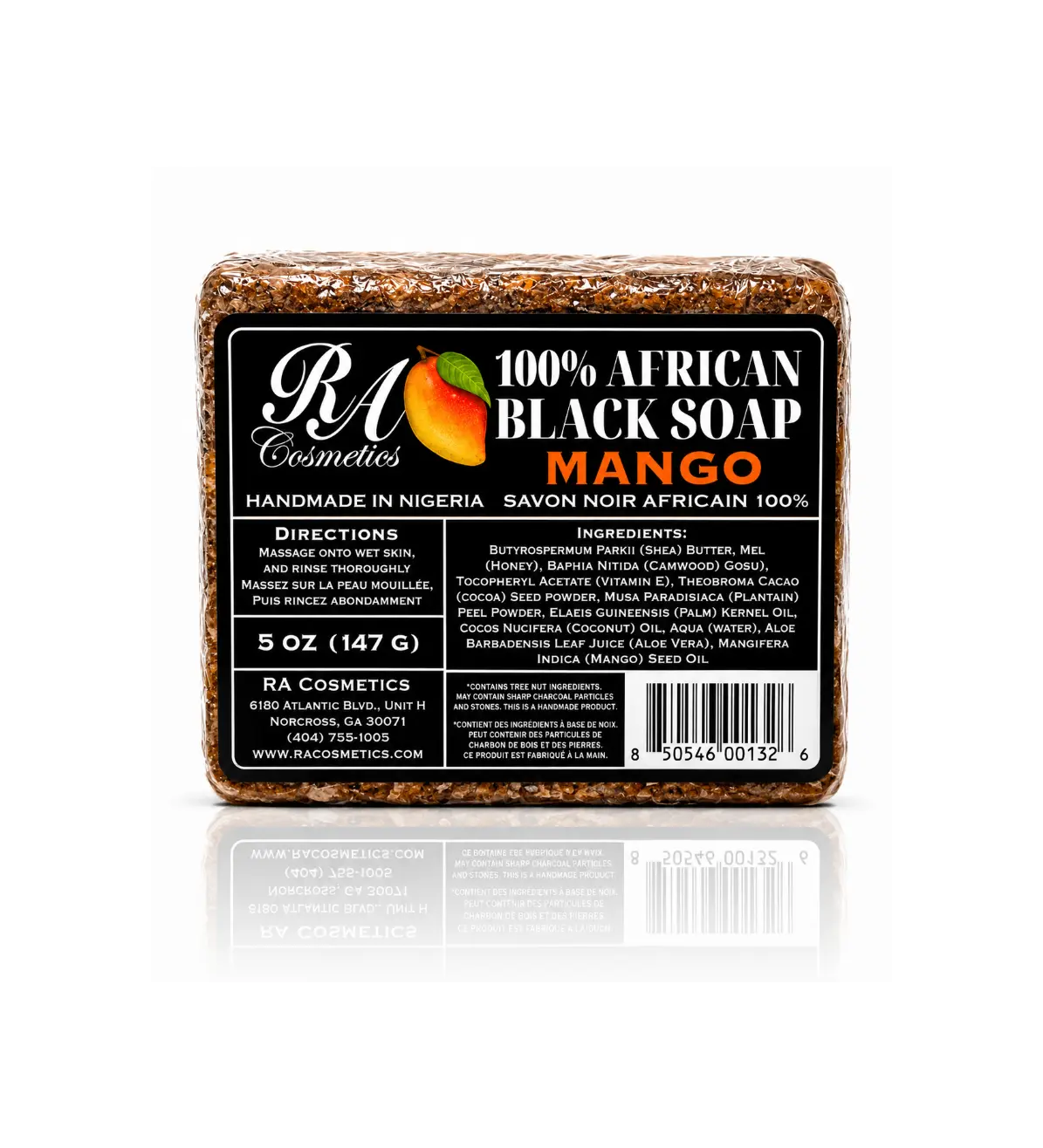 100% African Black Soap Bar w/ Mango