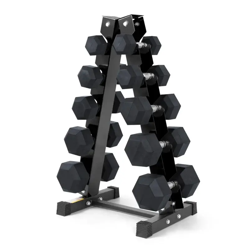 RITFIT Rubber-Coated Hex Dumbbells Set with Storage Rack, 60LB-300LB Heavy Duty Lifting Weights, Home Fitness Equipment for Resistance, Arm Strength Training, At Home Gym Gear