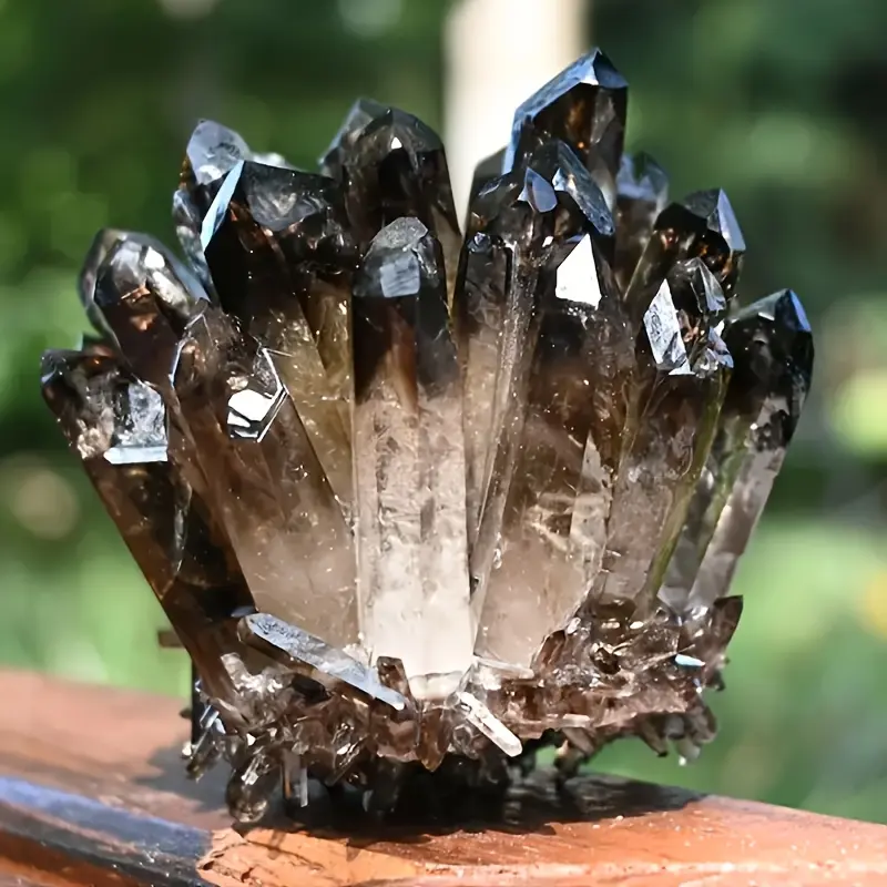 1pc Natural Smoky Quartz Cluster Tea Crystal Cluster Ornament Home Office Decorative Piece, Crystal Collection, Holiday Gift Home Gift Holiday Gifts, Home Decor