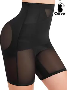 Plus Size Women's Shapewear Panties, High Waist Criss Cross Design, Breathable Mesh Fabric, Comfortable & Elastic, All Seasons Wear