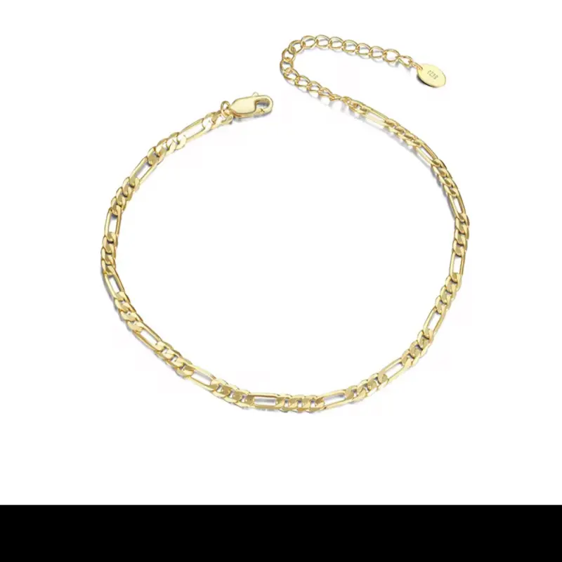 Tobilleras ajustables de acero inoxidable enchapado en oro de 18 k estilo fígaro