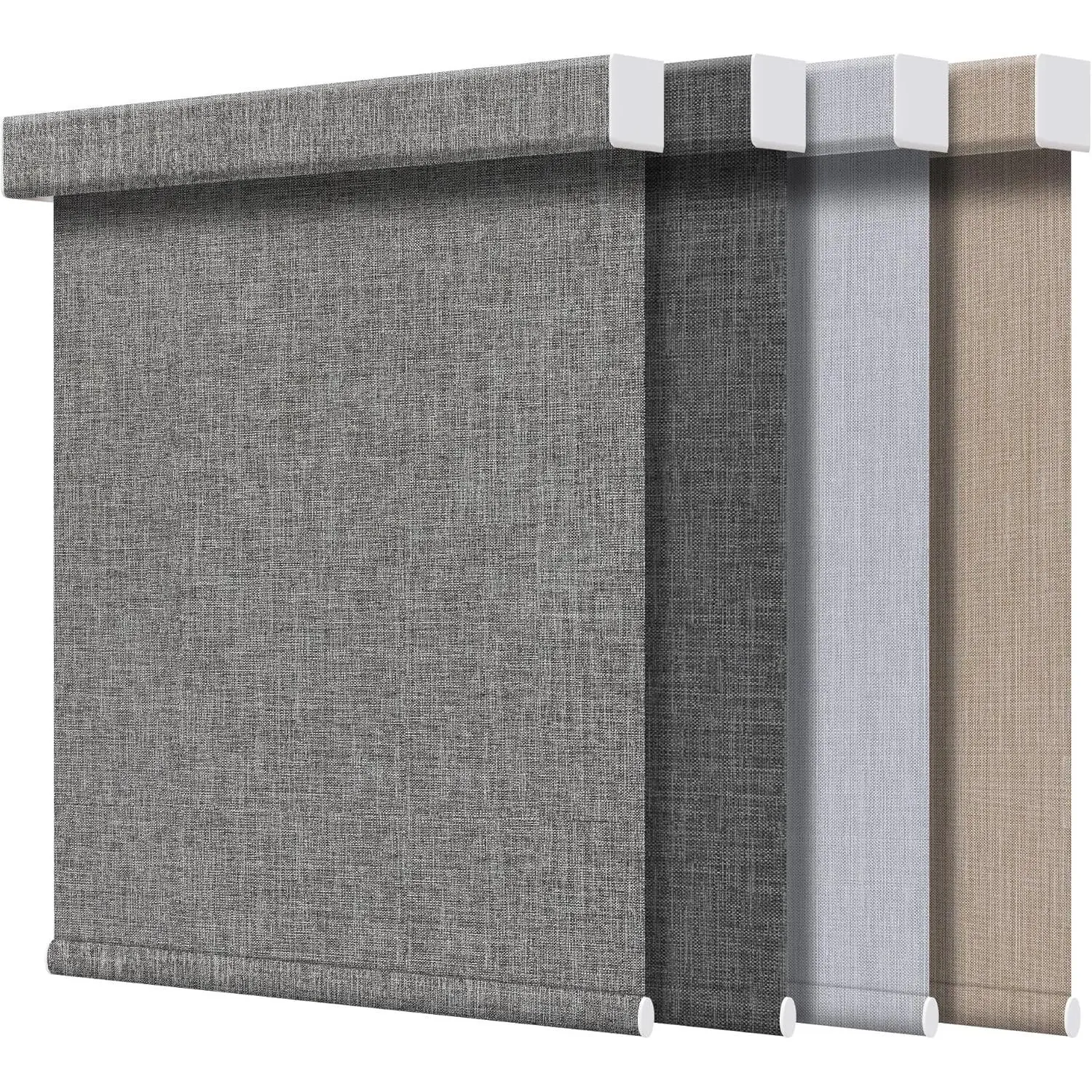 Grandekor Cordless Free-Stop Blackout Windowshades - Cordlessblinds with Free-Stop System, Durable Dark Gray Textured Hemp Fabric, Anti-Ultraviolet Protection, Aluminum Cover, Wrinkle Resistant, Indoor Modern Blacking Out Blinds for Home Use