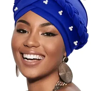 Elegant Blue Braided Headwrap with Pearl & Rhinestone Accents Lightweight Stretch Fit Perfect for Birthdays & Special Occasions Versatile Hair Accessory for Women Hair Accessories