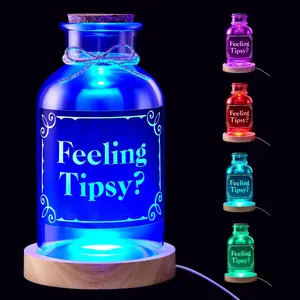 Light up Tip Jar for Money Feeling Tipsy Glass Tip Jar for Bartender Bucket Money Container Cash Collection Box for Musicians Cafes Bars Restaurants Voting Charity
