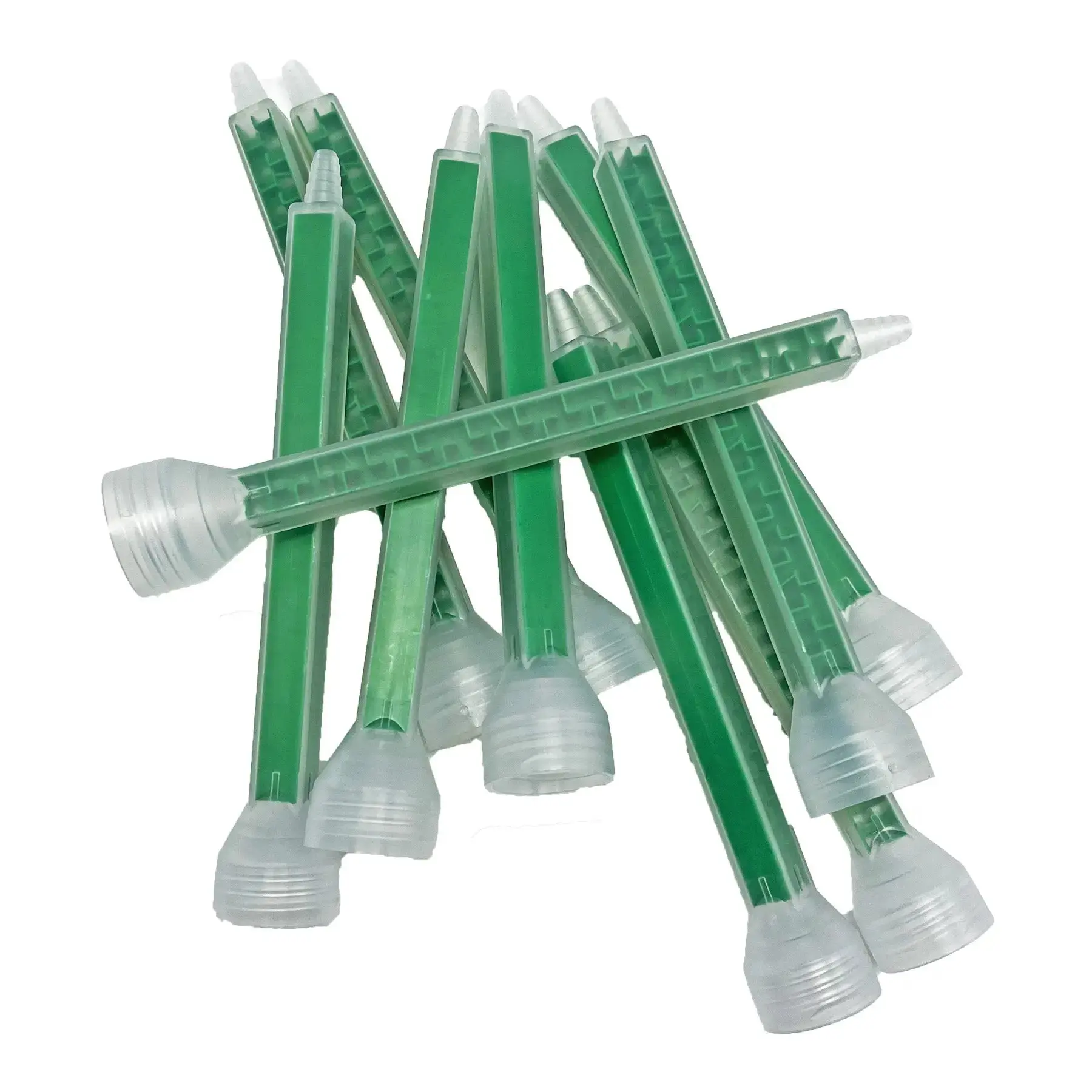 Pack of 50 Plastic Green Durable Precision Static Mixing Nozzles Tips, 16 Elements, 1:1 or 2:1 Ratio, Easy-to-Attach, Efficient Mix, Reduces Wasted Adhesives for Silicone Adhesive & Sealants, Kitchenware Bakeware Decorating Tools, Multi Function Nozzle, A