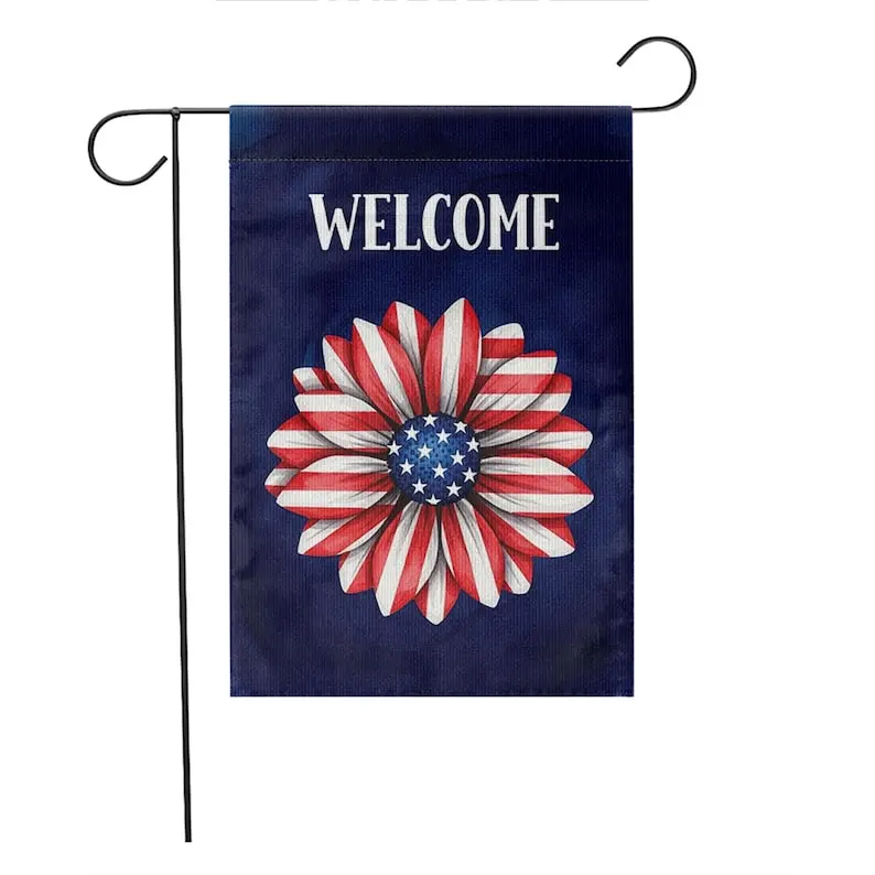 Unisex Outdoor Crease-Resistant Patriotic Decorative Flag, Red-White-Blue 4th of July Lawn & Balcony Textile Accent, All-Seasons Garden Decor