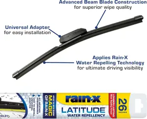 Rain-X 5079281-2 Repellency Water Repellent Wiper Blades, 26" Windshield Wiper, All Weather Streak-Free for Enhanced Visibility w/Water Repellency Formula