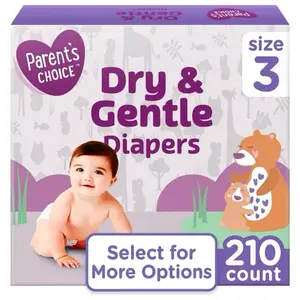 Baby Diapers (Size 3) 210 Count Dry & Gentle with Leak Protection