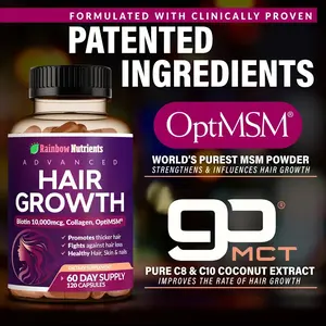 24-in-1 Advanced Hair Growth Supplement with 10,000mcg Biotin, Collagen, Patented OptiMSM, goMCT, Saw Palmetto - Stops Loss, Supports Natural Regrowth of Stronger Skin & Nails - 60-Day Supply