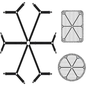 Sheet Fasteners, Adjustable Elastic Bed Sheet Holder Straps for Full,Queen,King Twin Bed,6 Way Cross Sheet Clips Suspenders Band,Fitted Round and Square Mattresses