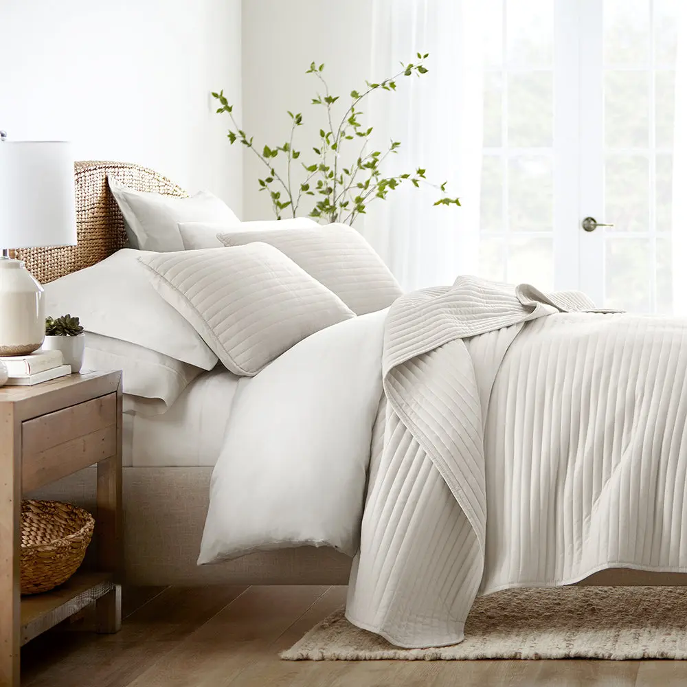 Stripe Stitch 3-Piece Quilted Coverlet Set
