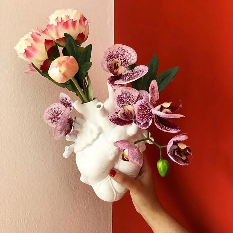 Heart Shape Flower Vase Nordic Style Flower Pot Art Vases Sculpture Desktop Plant Pot For Home Decor Ornament Gifts
