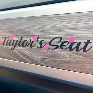 Girlfriends Name Seat Sticker With Hearts, Name Decal for Car, Relationship Sticker, Custom Name Decal, Gift for Her, Gift for Him, Couples Gift