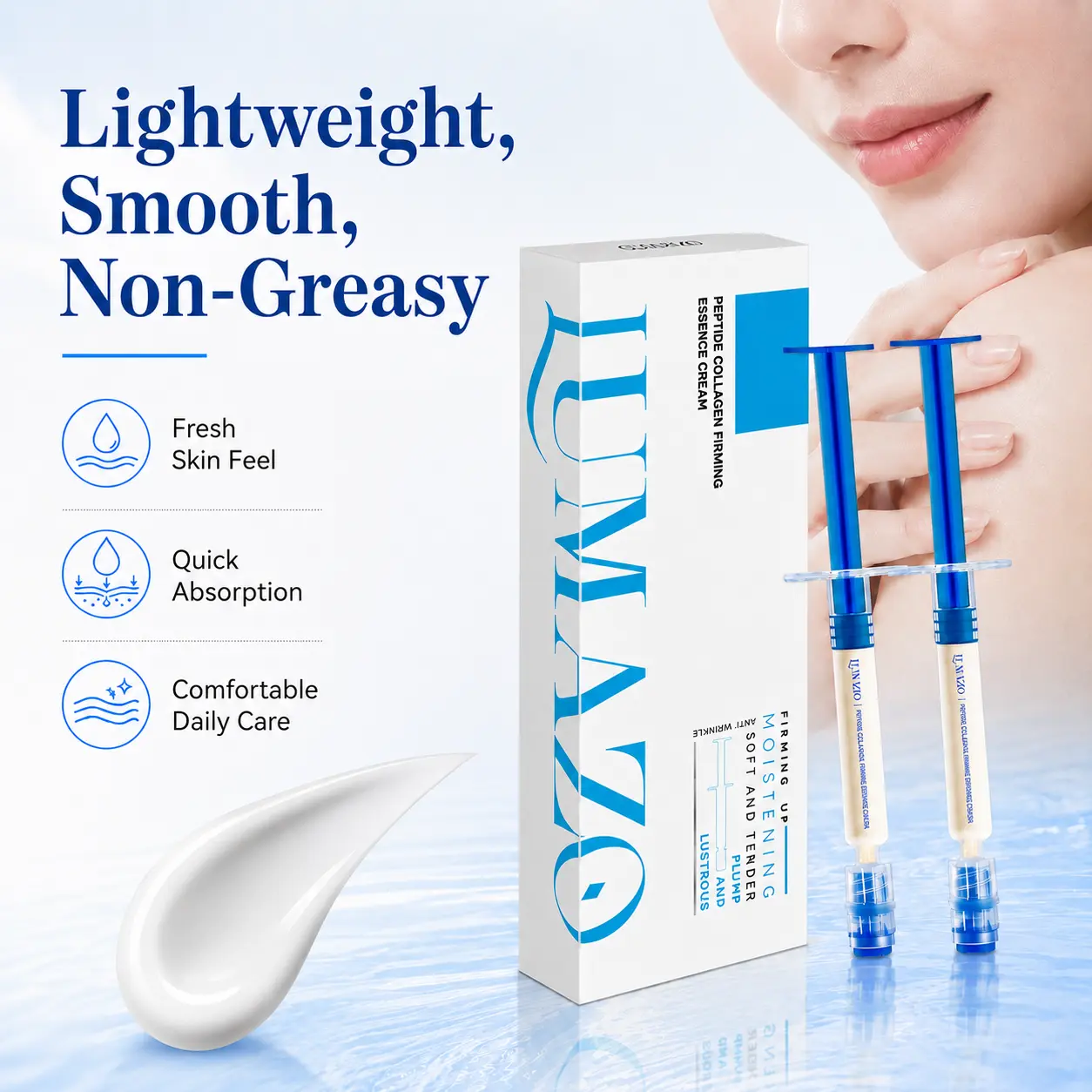 LUMAZO Polypeptide Collagen Elastic Essence Cream - Low-Irritation Face Care Moisturizer, Firm Lift Serum for Hydration & Skin Repair, Festive Home Supplies Party Bag Gift Addition with Box for Sensitive Skin