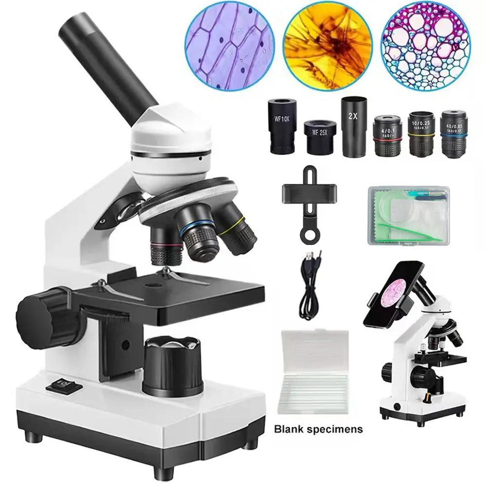 sino optical Adult and Student Compound Microscope - 40X-2000X High-Power Biological Microscope, with Dual LED Lighting, Suitable for School Laboratories and Home Education