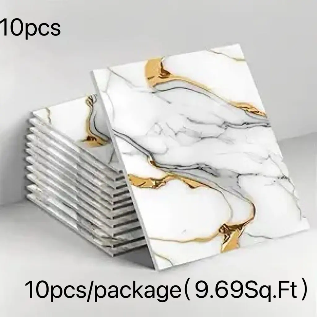 10/20 pieces marble self-adhesive splash-proof wall panels, Peel And Stick Panels For Walls, waterproof bathroom panels, PVC foam wall panels, suitable for kitchen, bathroom and living room, Not real tiles, Wall Panels For Interior Wall Decor