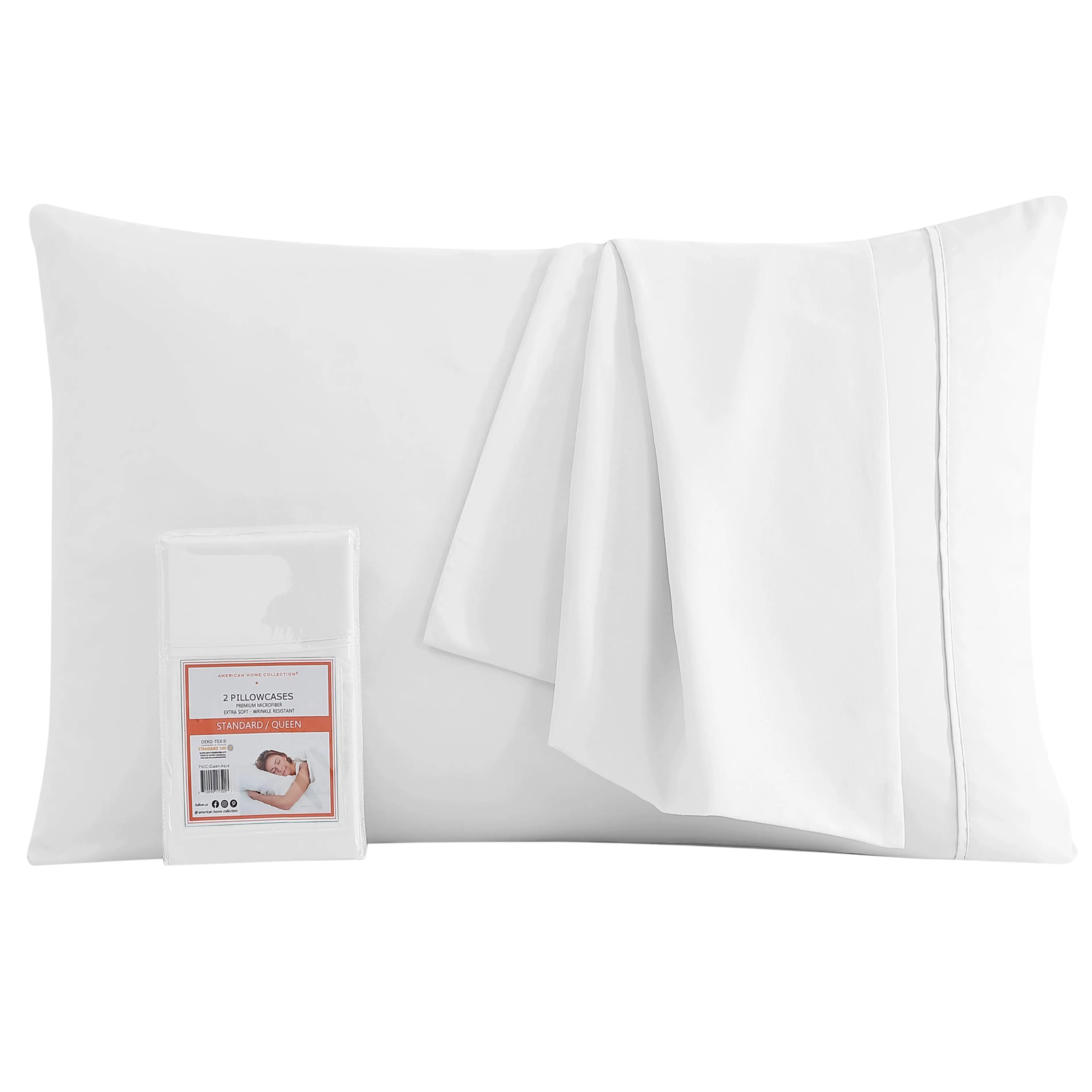 American Home Collection Pillowcase Set - 4 Pieces Double Brushed Microfiber Pillowcases - Extra Soft - Wrinkle Resistant