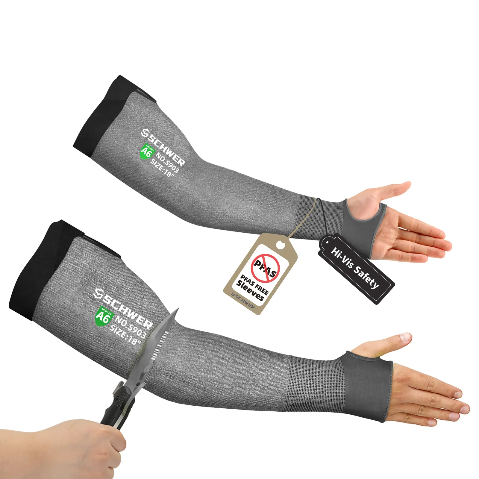 Schwer AIR-SKIN Arm Sleeves for Thin Skin and Bruising, ANSI A6 Cut Resistant Arm Protectors for High Risk Work, UPF50+ UV Protection Cooling Farmer S