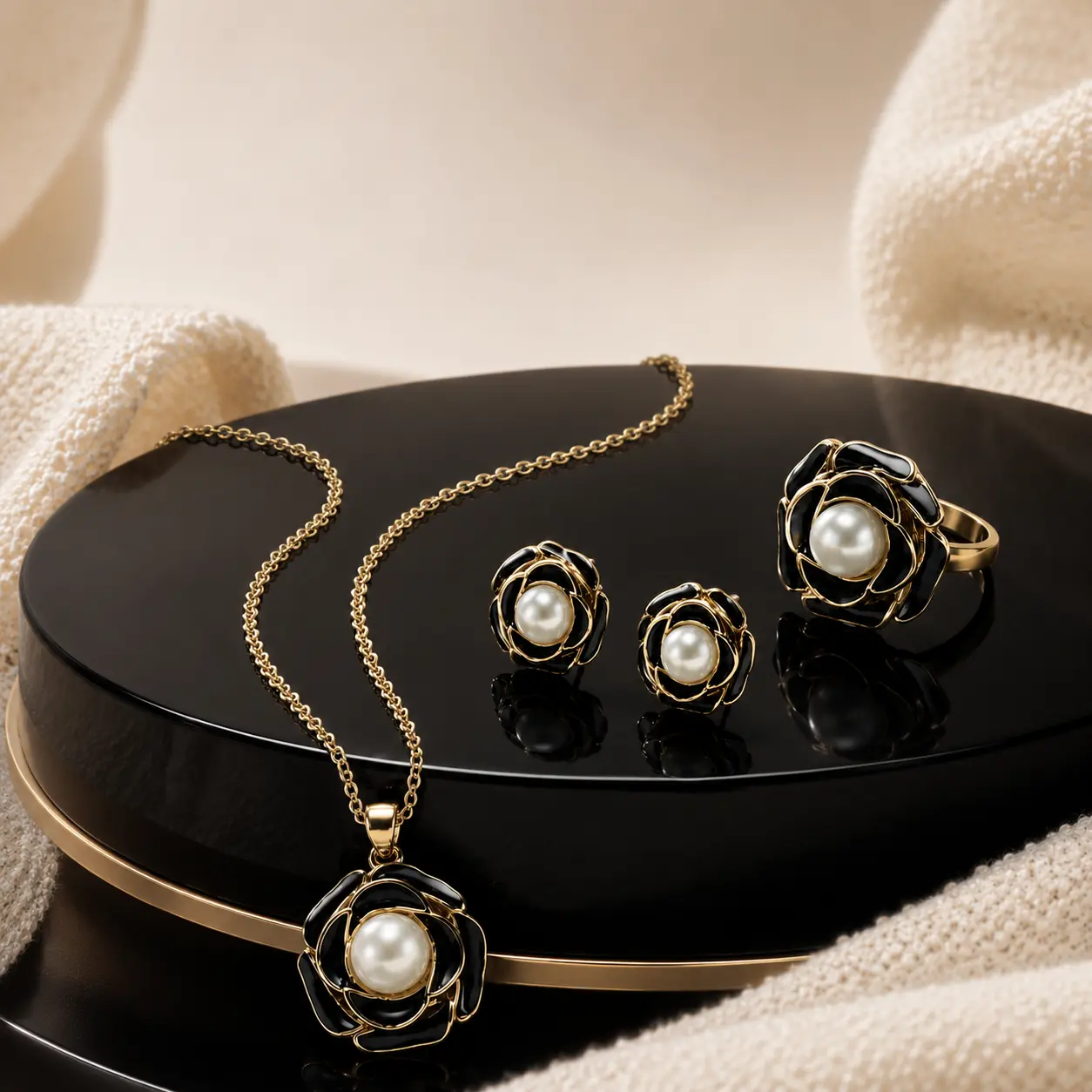 Camellia Flower-Inspired Jewelry Set