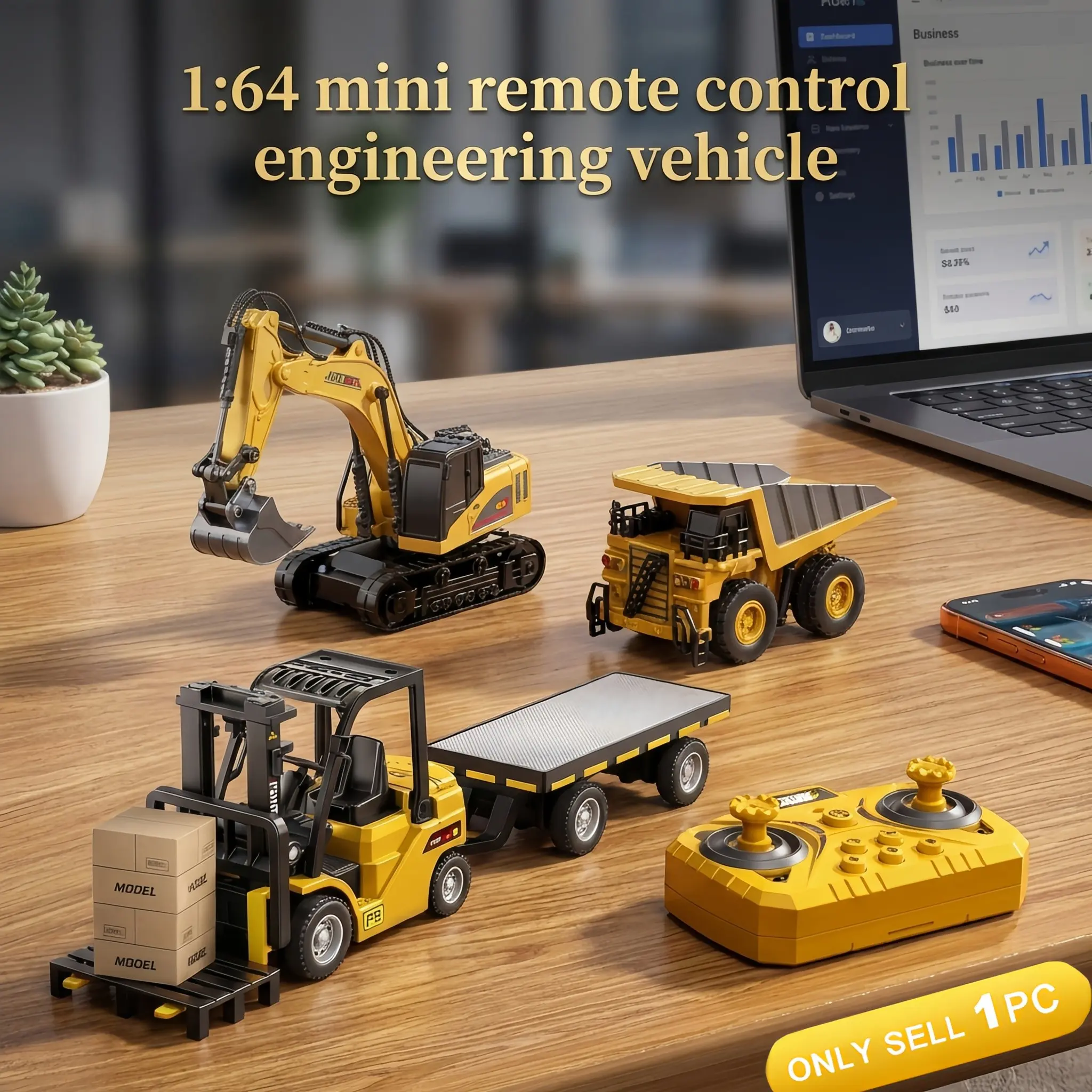 1:64 Remote Control Engineering Vehicle, RC Control, Alloy Body with Lights and Sound, APP-Controlled, Christmas Gift for Boys and Girls, Remote Control Dump Truck, Remote Control Trucks