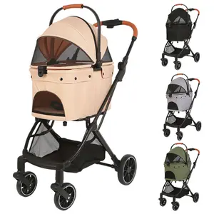 Space-Saving Folding Pet Stroller With 4 Wheels, Detachable Cab And Breathable Netting, Ideal For Small To Medium Dogs Or Cats, Summervibes For Easy Outings