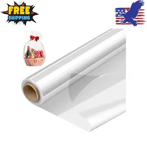 34 In x 100 Ft Mother's Day Clear Cellophane Wrap Roll, Extra Wide, 2.5 Mil