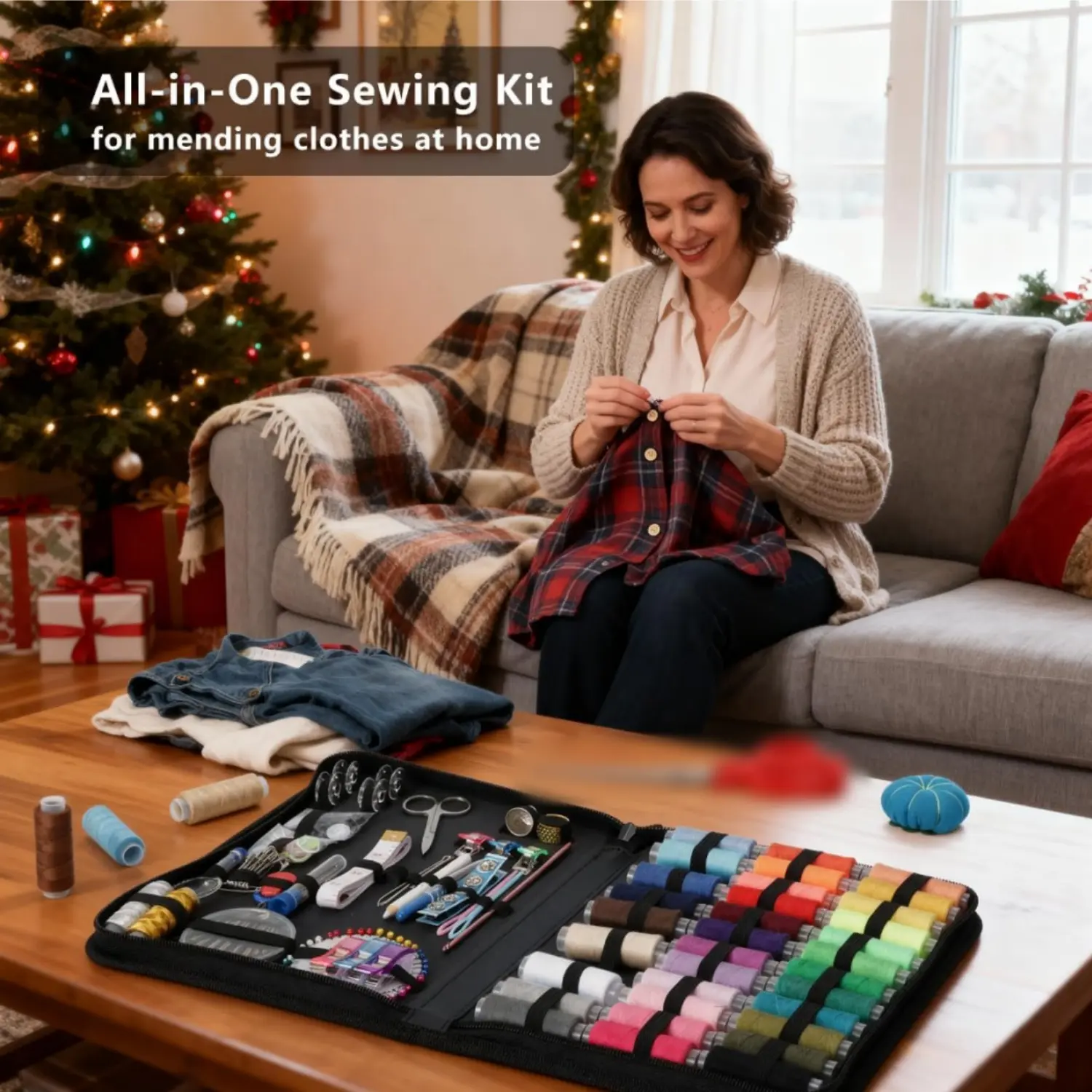Large Sewing Kit for Adults: Newly Upgraded 251 Pcs Premium Sewing Supplies Set - Complete Sew Kit of Needle and Thread for Beginners - Travel Emergency - Basic Home Hand Sewing Repair Kits - Home Improvement.
