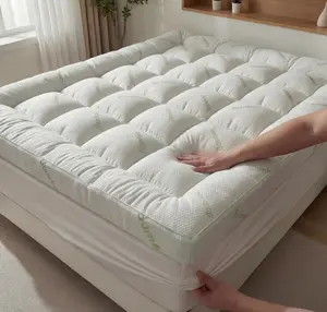 Thicken Bedding Fitted Sheet, Fluffy Pillow Top Pad,Cooling Comfortable Mattress Cover,6-18''Deep Pocket, Bedroom Decor Pressure Relief Decorative Protector Quilted Bamboo Topper Extra Set