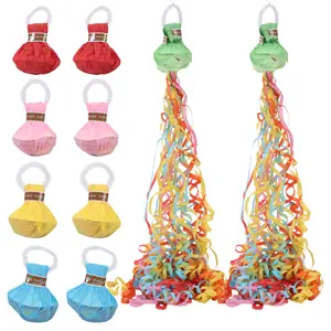 10 pack Color Mix Hand Throw Streamers Poppers Colorful Streamer Poppers No Mess Streamers Easy to Clean Party Poppers for Birthday, Wedding, Celebrations, School Opening, Graduation