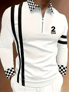 Men's collar printed polo shirt