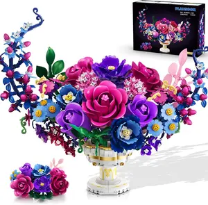 Light-Up Moon Flower Building Block Set, 1365 Piece Moon-Shaped Rose Botanical Bricks Bonsai Plant Collection, Home Decoration Gift for Adults Women Boys Girls Aged 12+