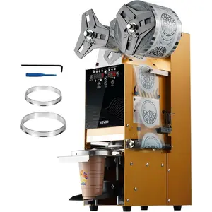 VEVOR Fully Automatic Cup Sealing Machine, 500 - 650 Cups/H, Cup Sealer Machine for 190 mm Tall 90/95 mm Cup, Electric Tea Sealer with Digital Control LCD Panel for Bubble Milk Tea Coffee, BlackVEVOR Super Brand Day