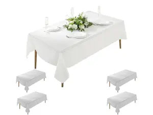 Craft And Party 5 Pack Rectangle Premium Tablecloth Wrinkle Free Washable Polyester Tablecloths for Kitchen Dining Wedding Birthday Party Buffet Restaurant Banquet