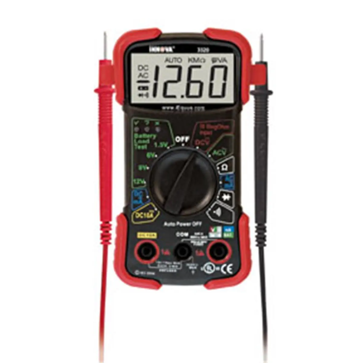 212 MAIN 3320 Auto-Ranging DMM - Digital Multimeter, Car Battery Tester, Test Leads
