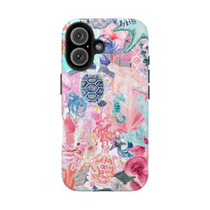 Glitter cutie Summer Ocean Coquette Pink Collage Scrapbook School Girls Summer Phone Cases Phone Cover Hard Case Tough 2-piece Phone Case iphone 17 Air 16 plus cases  15 pro max 14, 13, 12 with screen protector casing