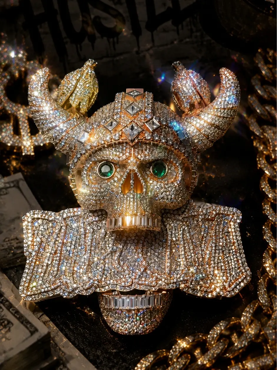 Horned Demon Skull Pendant, Fashionable Jewelry Accessories with Unique Pendant Design, Streetwear Statement Piece for Dark Street Flair Conversation Starter