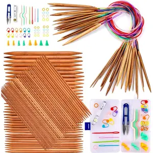 Knitting  Set - 18 Pairs Circular, 75 count Double Pointed, Crochet Kits Included, Sizes 2mm-10mm, Length 31.5"&7.9"