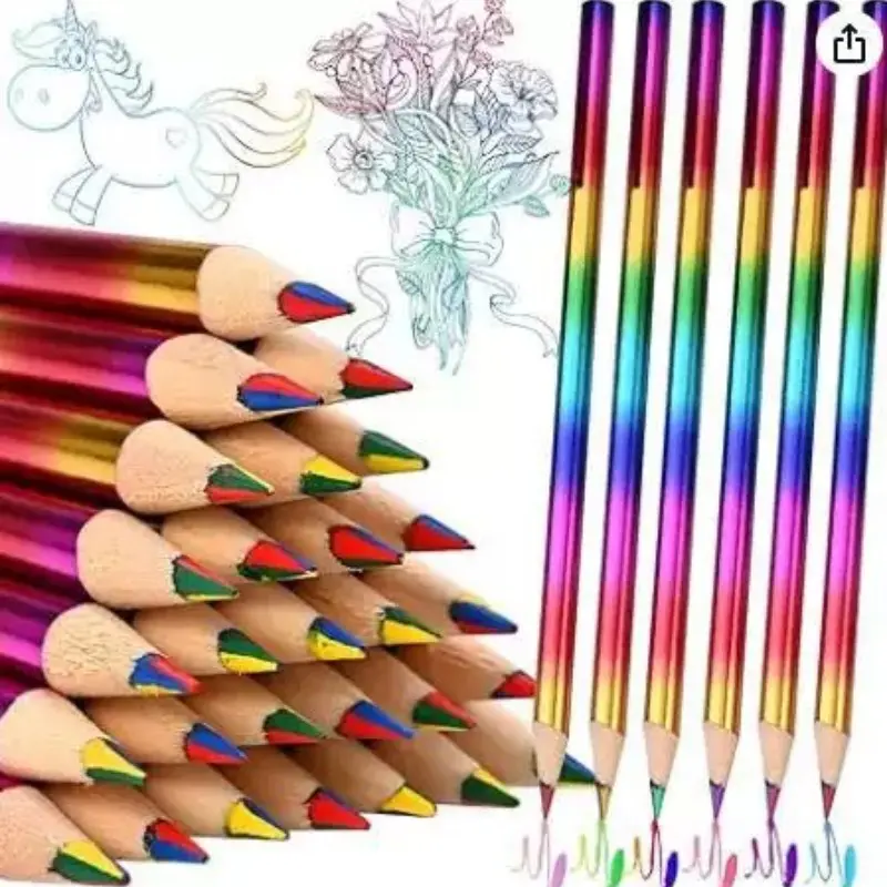 12 Packs Rainbow Colored Pencils with 4 Colors in 1 Cores 3.3mm - Artistic Colored Pencils, Multi-Colored Drawing Pencils Shading Pencils for Art Sketching Coloring Books, School Supplies Crafts Gifts for Beginners Adults Artists