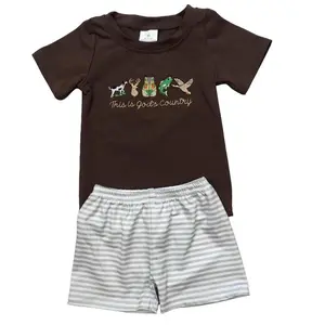 Boy Mallard Shorts Set Cowboys Summer Outfit Boy Summer Clothing Set
