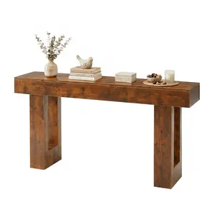 Small Space Narrow Console Table 63 Inch, Sturdy Wooden Entryway Table with 5.9" Thick Top, Heavy Duty 155 lbs for Living Room Hallway