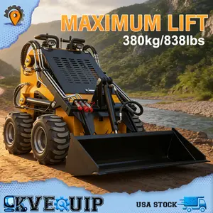 23HP Engine Wheeled Compact Yellow Skid Steer Hydraulic System, Terrain Mini Loader for Garden Digging & Lifting,Construction Landscaping Farm