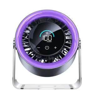 Coolhill Desktop Fan Turbo Table Fan Travel Vacation Essentials for Office 100-Speed Digital Display Low Noise Rechargeable Battery Dual Adjustment Modes Quiet Cooling Quiet Desk Fan Portable