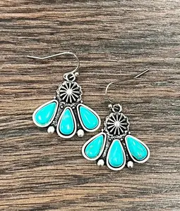 1" Turquoise Spike Dangle Earrings