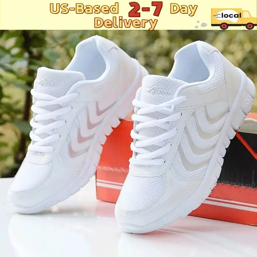 Women'S Athletic Road Running Sneakers Breathable Mesh Casual Lace Up Tennis Shoes Lightweight Comfort Walking Trainers for Work Hiking Outdoor Sports