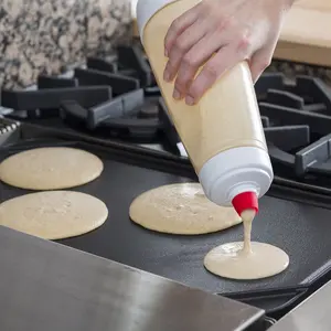 Home Kitchen Manual Pancake Batter Mixer Bottle, Squeeze Dispenser, Stainless Steel Baking Tool for Cupcakes,Muffins,and Cakes, Blender,Pancake Batter Mixer with BlenderBall Wire Whisk Silicone Utensils