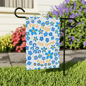 Slightly S^btle Blue Floral Garden Flag House Banner Fdt