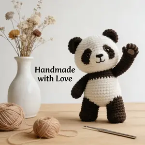 Cute Panda Amigurumi Crochet Knitting Material Kit, Includes Yarn and Video Tutorial, DIY Craft Supplies, Ideal Gift for Home Decor, Crochet Gifts