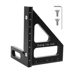 English 3D Multi-Angle Measuring Ruler, Measuring Instrument, Aluminum Alloy Woodworking Square Protractor Tool, Slant Cut Triangle Rule for Engineers
